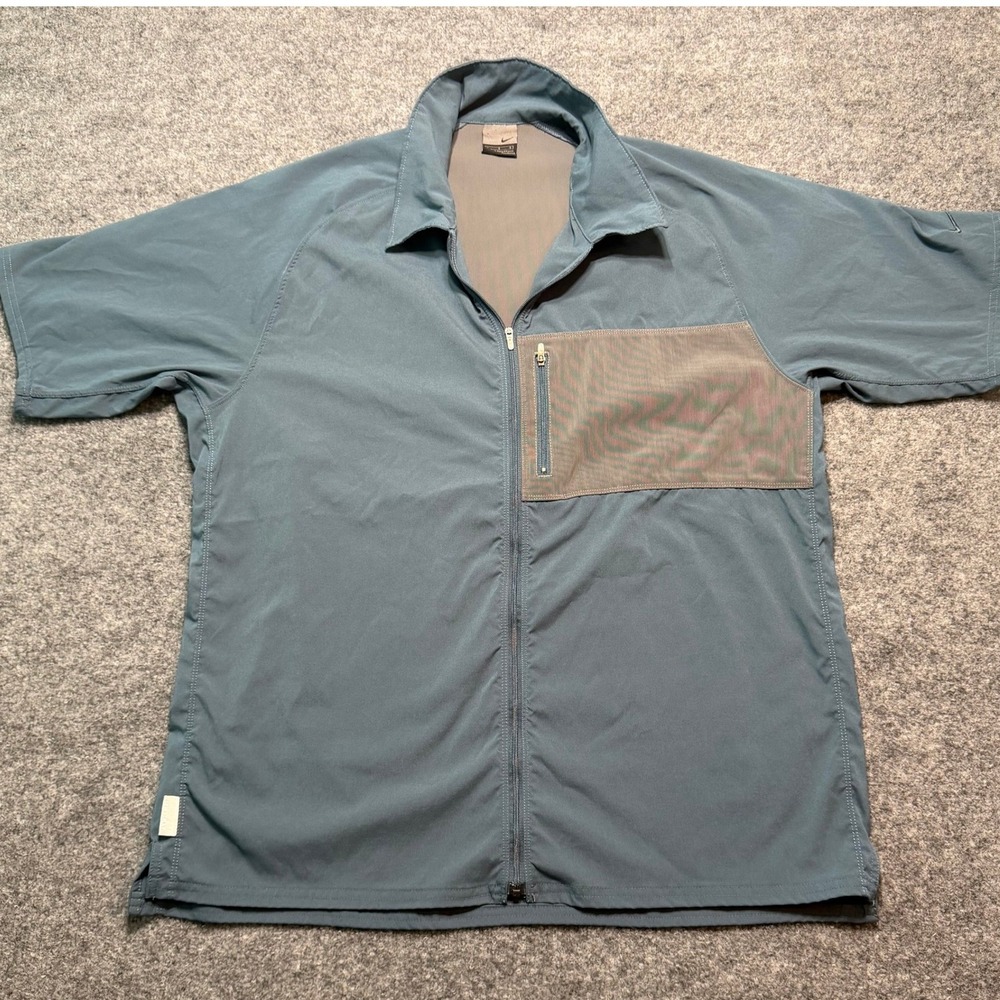 NIKE Vintage Short Sleeve Zip Jacket Large Teal‎ Vented Mesh Pocket